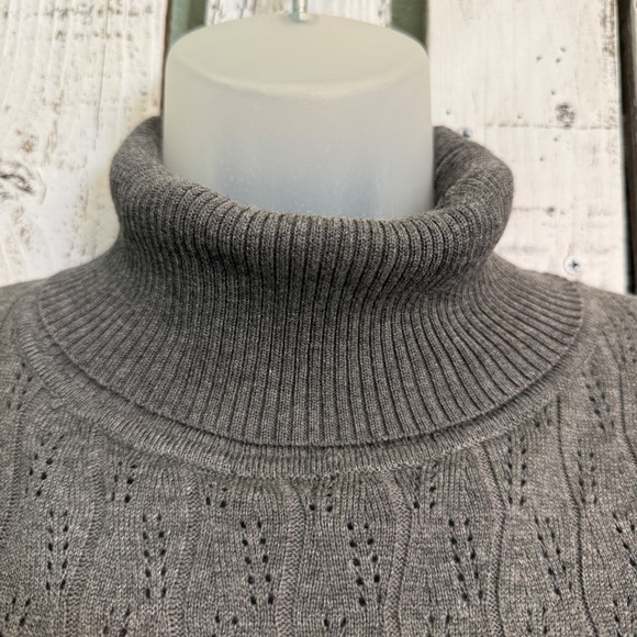 Melrose Chic New York Turtleneck Sweater Women's XL Fitted Gray Lightweight Y2K - Picture 6 of 14